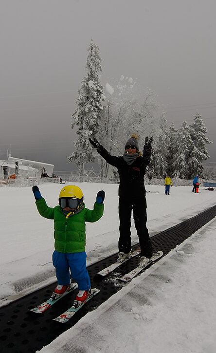 Ski en famille au camping Lefébure, camping 2 étoiles en Alsace à Orbey, près de Colmar